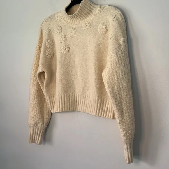 Sincerely Jules Mock Neck Daisy Chunky Knit Sweater - Picture 3 of 9